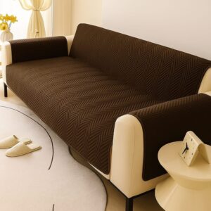 Elegant Quilted Sofa Cover – Dark Brown