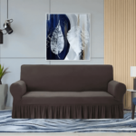 Micro Mesh Fabric Sofa Covers Dark Brown